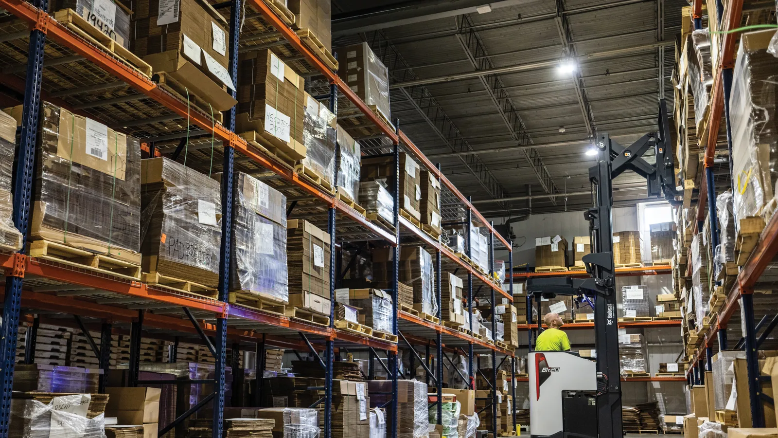 Bobcat forklift working a distribution floor